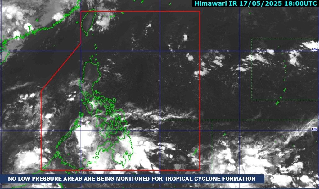 Khong co ap thap hay con bao nao gan Philippines, ngay 17.5.2025. Anh: PAGASA