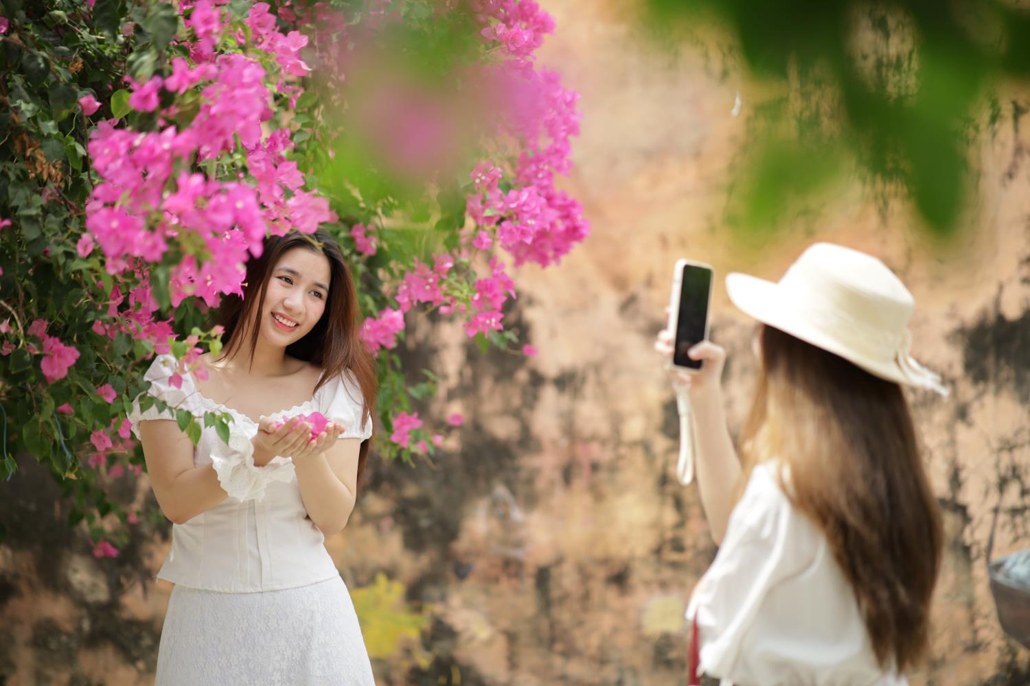 Voi loai hoa giay mau hong la chu dao, nhung con duong hoa o day duoc gioi tre vi la con duong trieu like.
