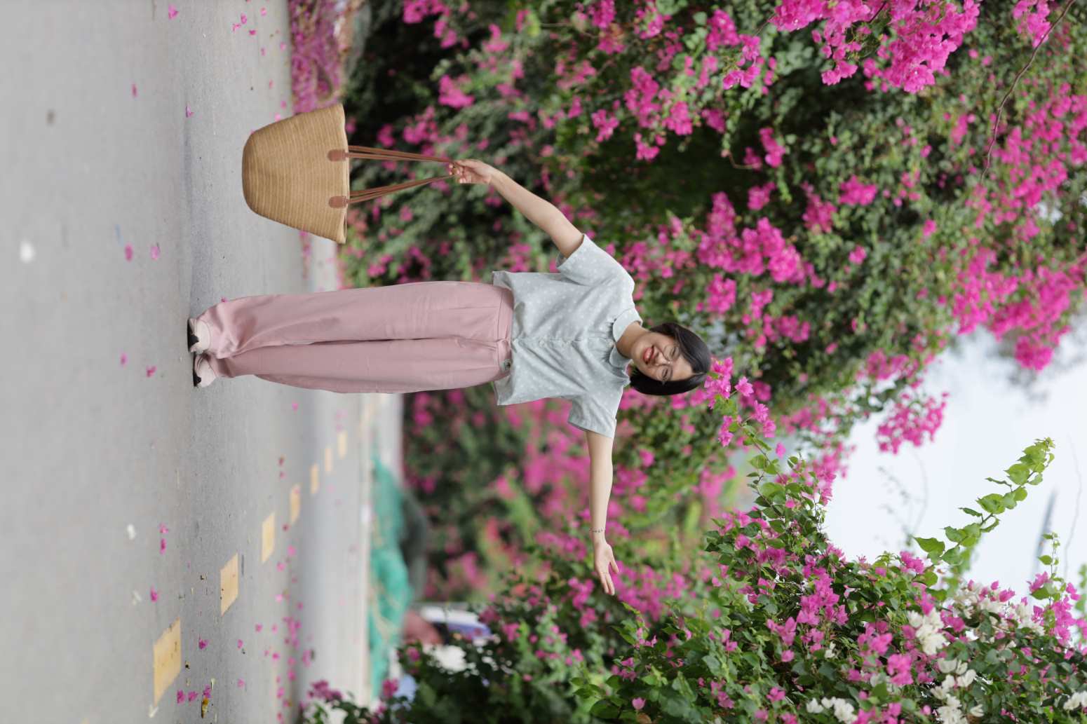 Lan dau den voi con duong hoa giay o Nha Trang, chi Thanh (que Nghe An) bi hap dan boi ca con duong mot mau hoa dep nhu tranh. Kha tiec la noi nay da so cac ban tre biet va den, chua duoc dau tu, cham soc de tao nen mot diem den dac sac cua Nha Trang.