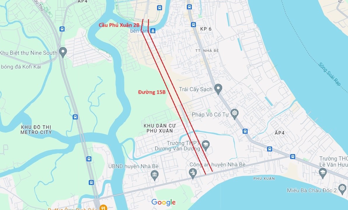 Huong tuyen cau Phu Xuan 2B va duong 15B. Anh: Minh Quan