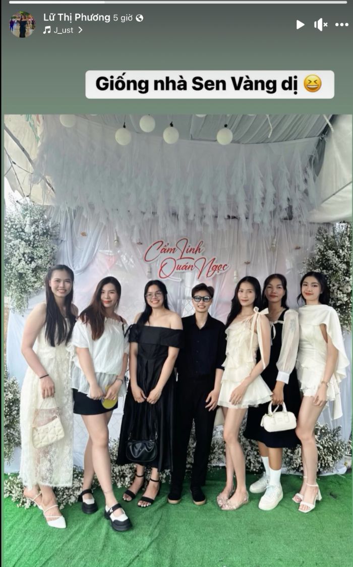 Cac cau thu VTV Binh Dien Long An du dam cuoi cua cuu phu cong Cam Linh. Anh cat tu bai dang cua Lu Thi Phuong