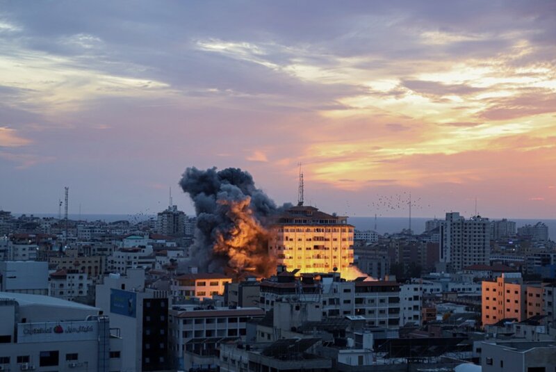 Ciudad de Gaza en una huelga aerea de Israel. Foto: Xinhua