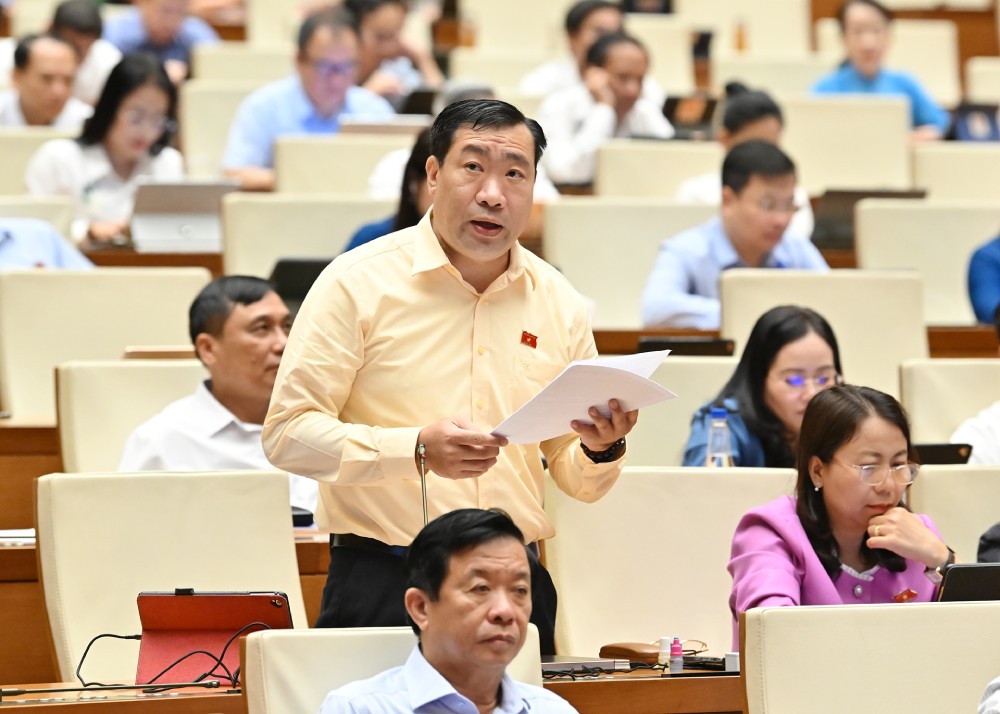 Dai bieu Quoc hoi Thach Phuoc Binh phat bieu. Anh: Pham Dong