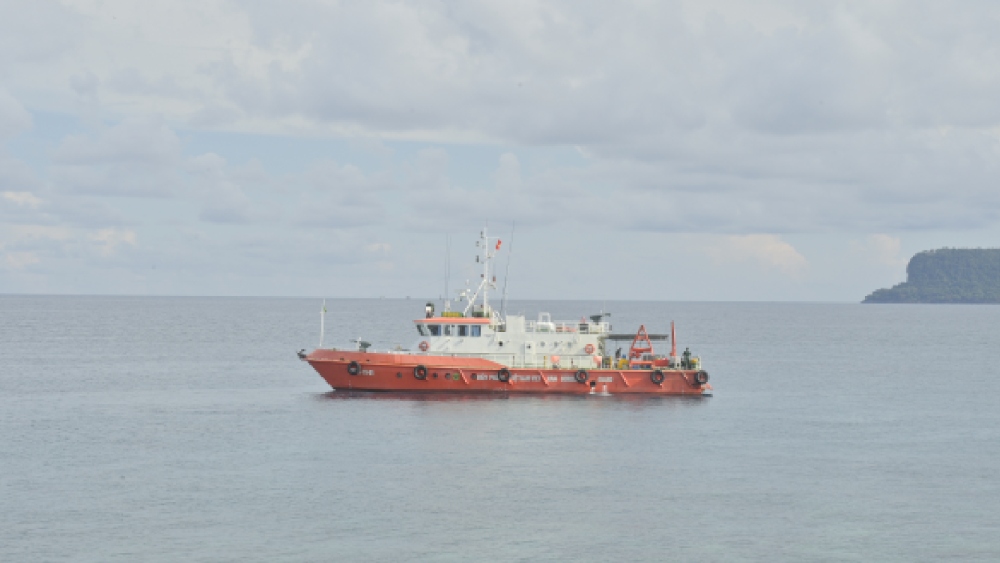The BP 20-19-01 border ship is on duty in the Tho Chau archipelago (Phu Quoc City). Photo: Tien Vinh