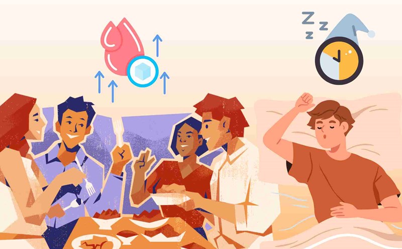 Dinner golden hour helps control blood sugar and improve sleep. Graphics: Dinh Dinh