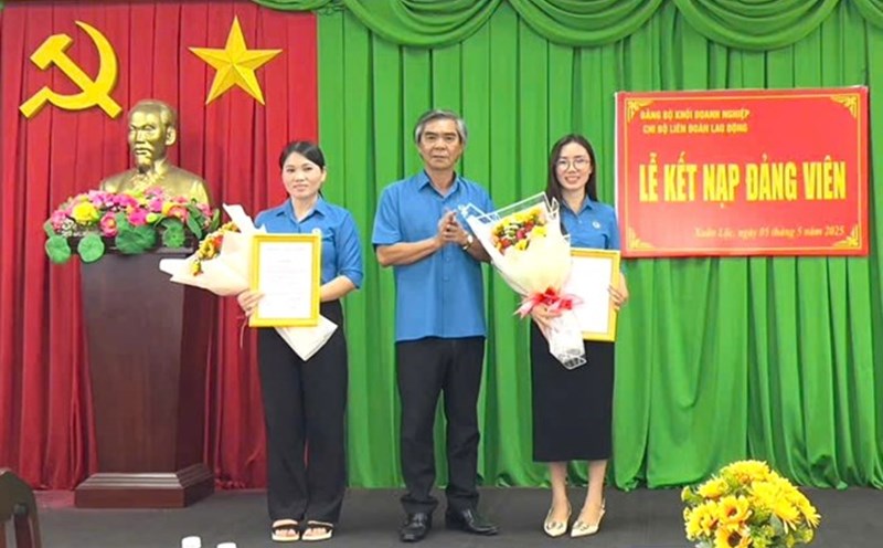 The Xuan Loc District Labor Federation Party Cell (Dong Nai) admitted additional party members who are union officials. Photo: Provided by the Union