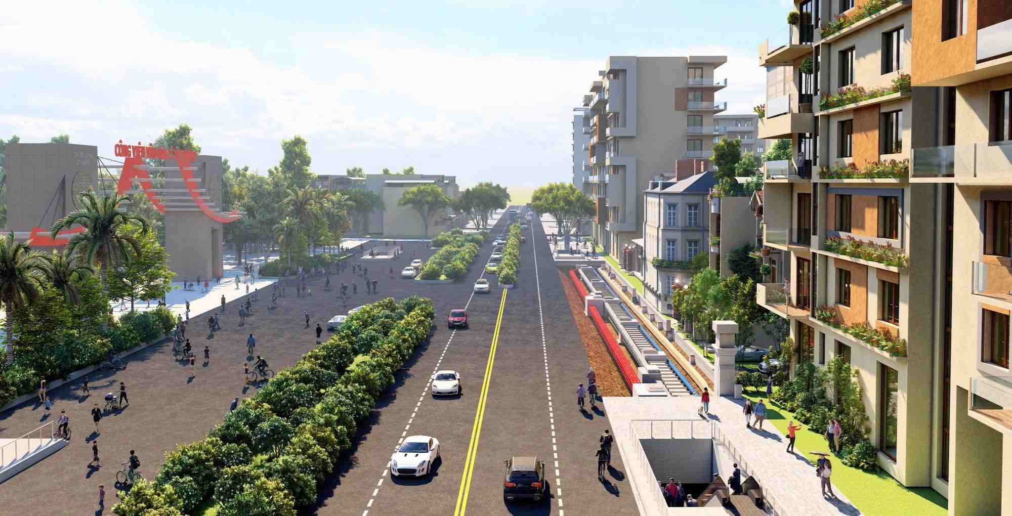 Phoi canh Metro so 2 doan di ngam qua cong vien Le Thi Rieng (Quan 10, TPHCM). Ảnh: MAUR