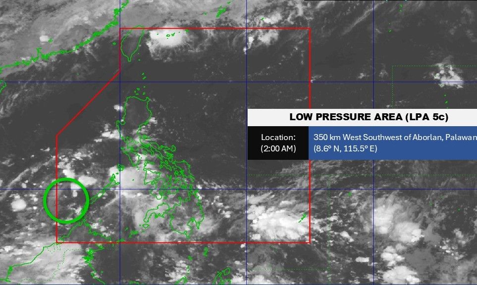 Posicion de baja presion cerca del Mar East a las 2 a.m. del 20 de mayo. Foto: Pagasa