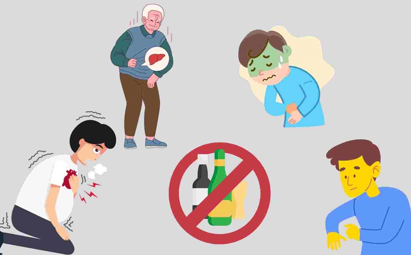 You should quit drinking if you experience some symptoms such as liver pain, jaundice, etc. Graphics: Ha May