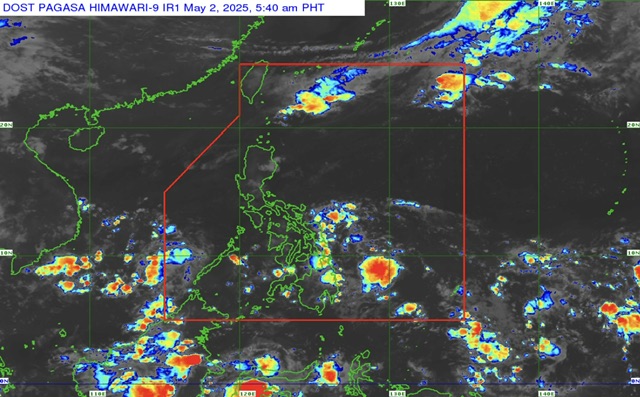 La baja temperatura provoco lluvia en una gran area. Imagen satelital de Pagasa