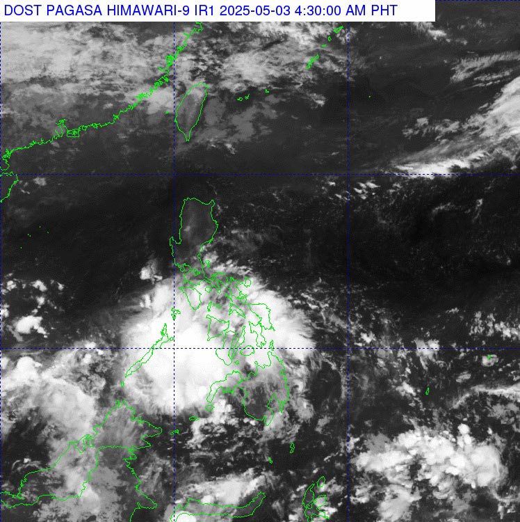 Vi tri cua ap thap hoat dong gan Bien Dong. Anh ve tinh: Pagasa