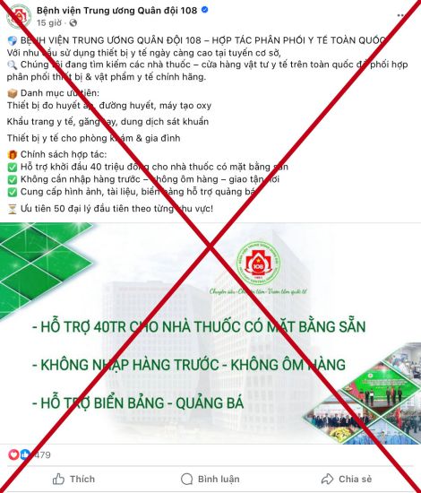 Cac trang mang xa hoi gia danh Benh vien Trung uong Quan doi 108. Anh: Dai dien benh vien cung cap