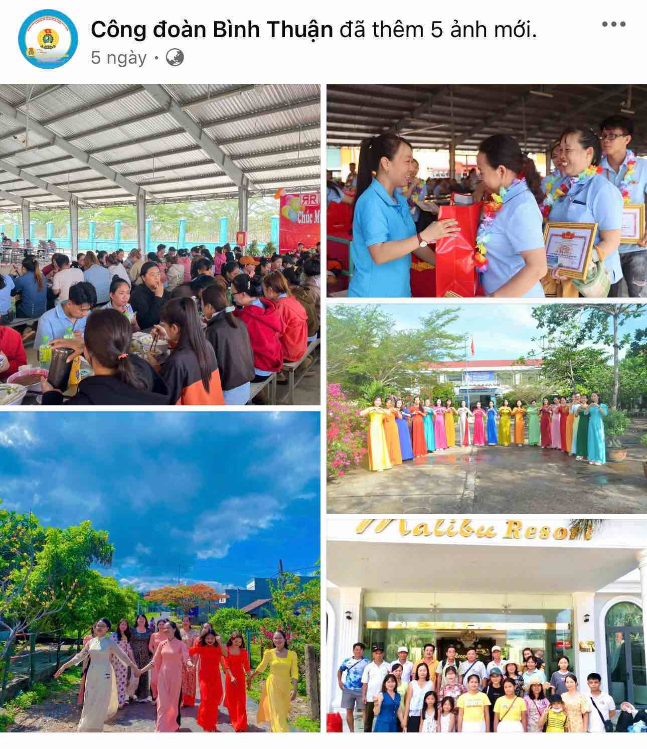 Các tác phẩm dự thi “Nét đẹp công đoàn và người lao động” được đăng tải lên fanpage Công đoàn Bình Thuận. Ảnh: LĐLĐ Bình Thuận