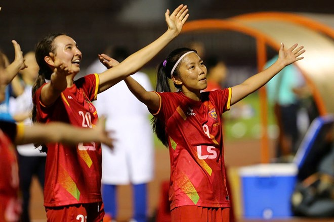 The HCMC women's team is determined to create a surprise against Wuhan Jiangda Club (China) in the semi-finals of the Asian Cup C1. Photo: Thanh Vu