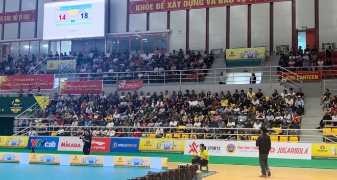 Nha thi dau Dong Anh dang trong qua trinh chuan bi cho giai bong chuyen AVC Women's Volleyball Nations Cup 2025. Anh: Chi Tran