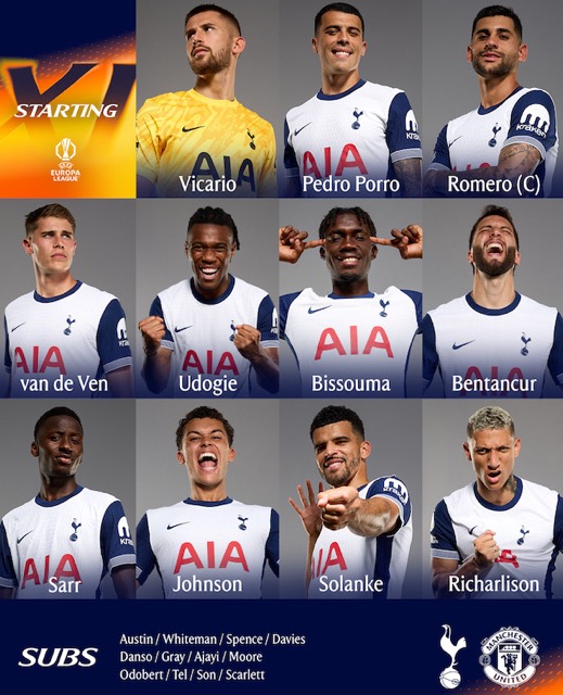 Doi hinh xuat phat cua Tottenham. Anh: TOT
