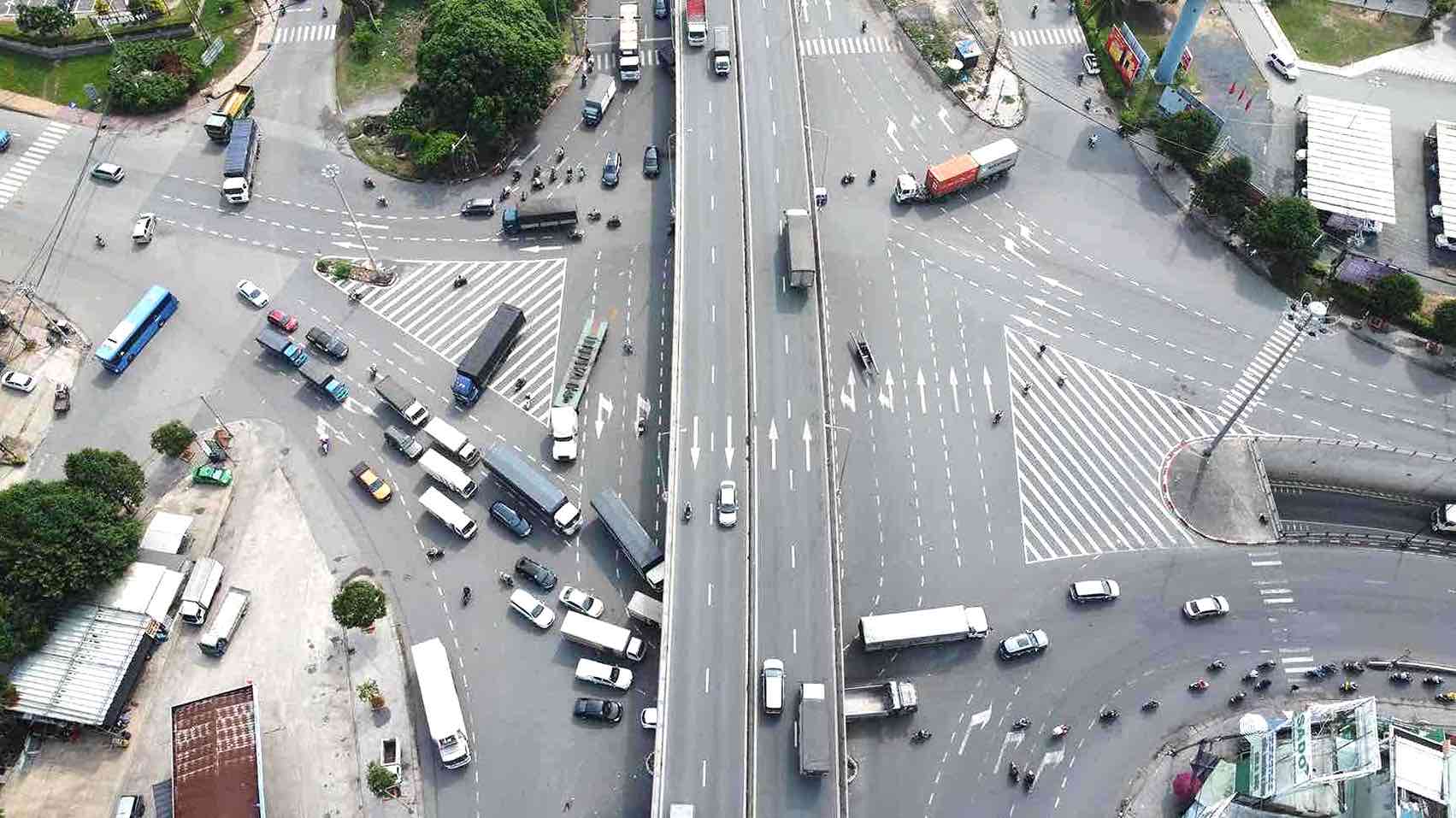 Nút giao thông ngã ba Vũng Tàu giao với Quốc lộ 51 tại TP Biên Hòa, tỉnh Đồng Nai. Ảnh: HAC