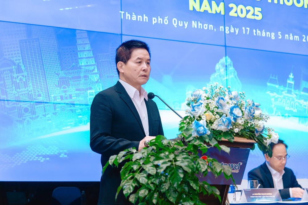 Nguyen Quoc Ky, Chu tich HDQT Vietravel thong bao ve y nghia cua viec doi ten cong ty. Anh: Vietravel
