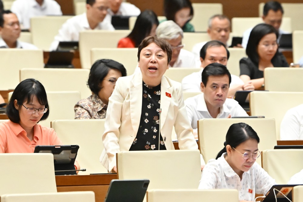 National Assembly delegate Pham Khanh Phong Lan commented on the draft Law on Inspection (amended). Photo: Pham Dong