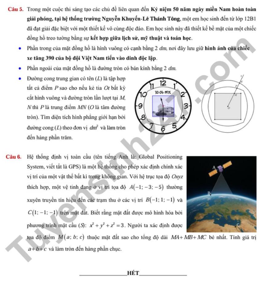 De thi thu tot nghiep THPT mon Toan 2025 - THPT Nguyen Khuyen va THPT Le Thanh Tong. Anh: Tuyensinh247