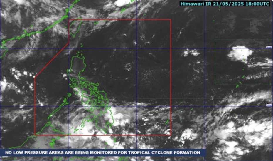 El pronostico de tormentas cerca del Mar East no aparecera desde ahora hasta finales de mayo. Foto: Pagasa