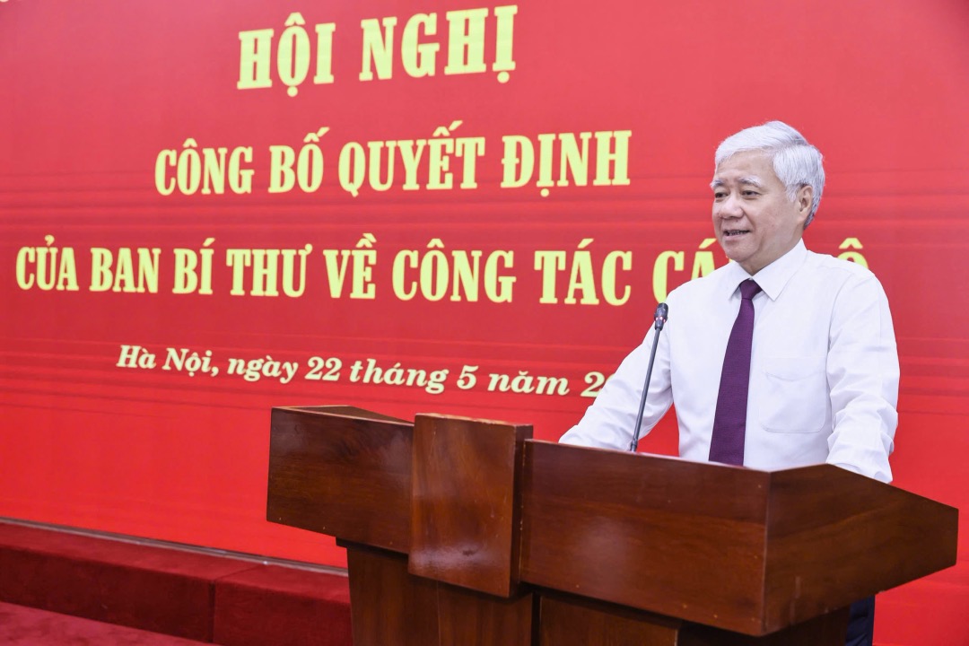 Ong Do Van Chien, Uy vien Bo Chinh tri, Bi thu Trung uong Dang, Bi thu Dang uy MTTQ, cac doan the Trung uong, Chu tich UBTU MTTQ Viet Nam phat bieu tai hoi nghi. Anh: Huong Diep