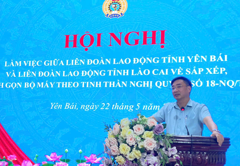 Ông Nguyễn Chương Phát, Chủ tịch Liên đoàn Lao động tỉnh Yên Bái. Ảnh: Mạnh Hùng  