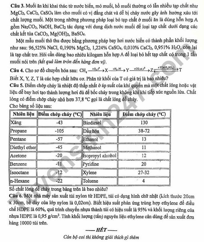 De thi thu mon Hoa tot nghiep THPT 2025 lan 2 - THPT Chuyen Le Khiet (Quang Ngai). Anh: Tuyensinh247