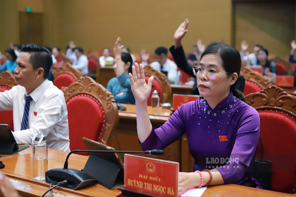 Các đại biểu biểu quyết thông qua các nghị quyết. Ảnh: Hoài Phương