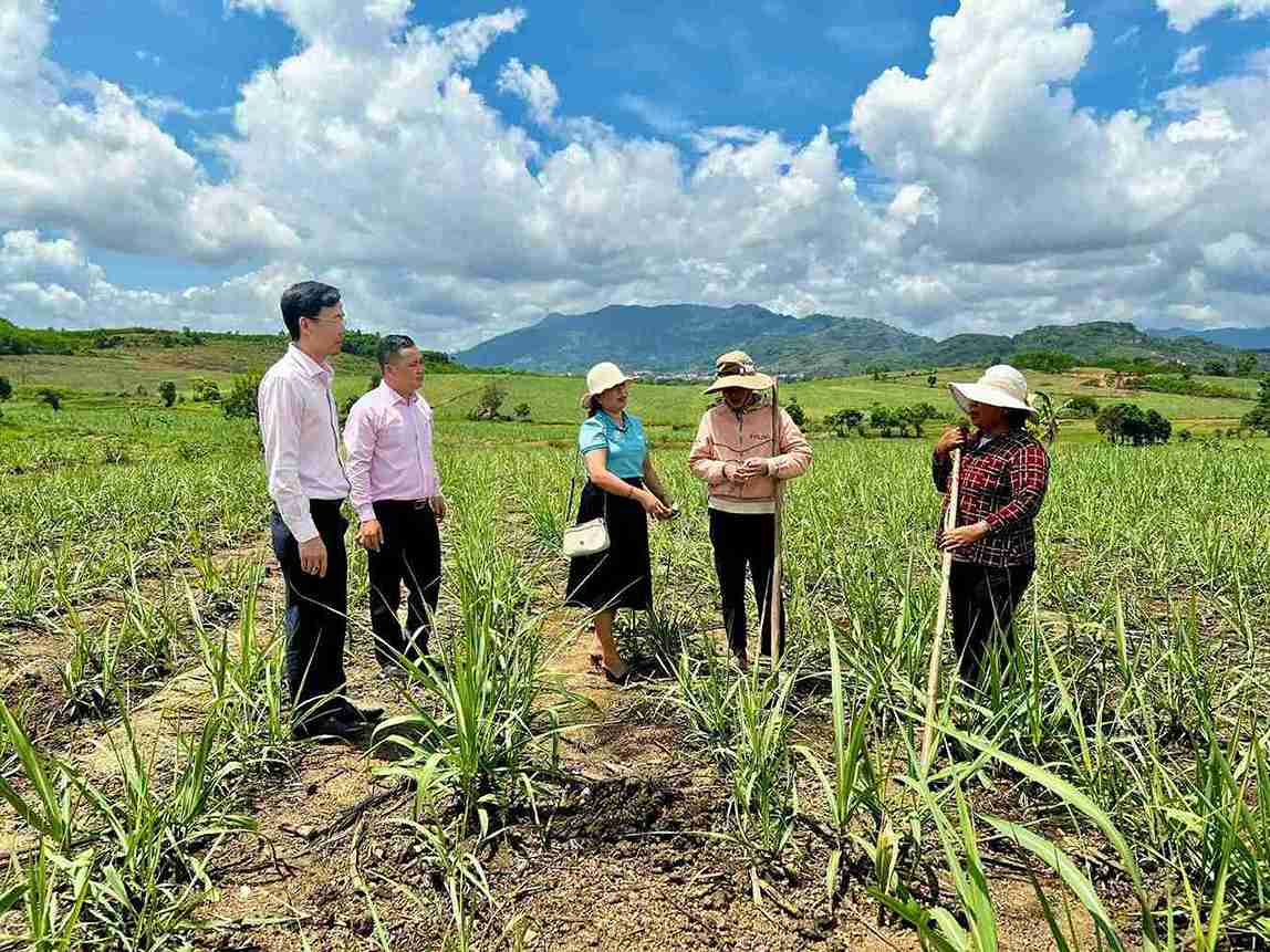 Can bo co so huyen M'Drak ra dat canh tac tham hoi, dong vien nguoi dan lao dong san xuat. Anh: Bao Trung