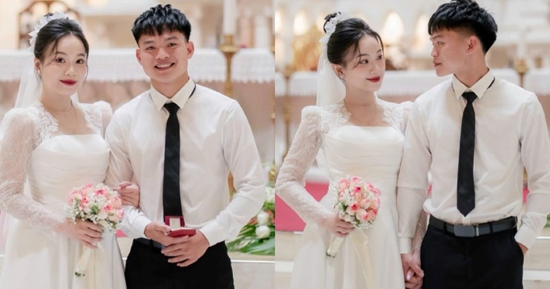 Defender Ho Van Cuong and his wife will get married at the end of May. Photo: Character provided