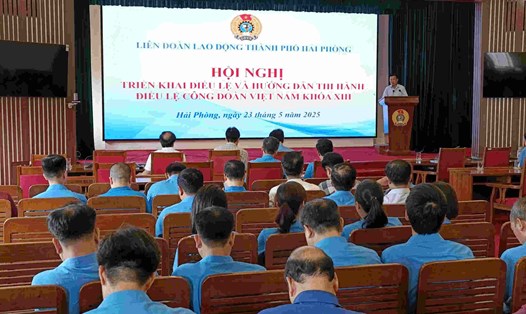 Toàn cảnh hội nghị của LĐLĐ TP Hải Phòng. Ảnh: Mai Dung