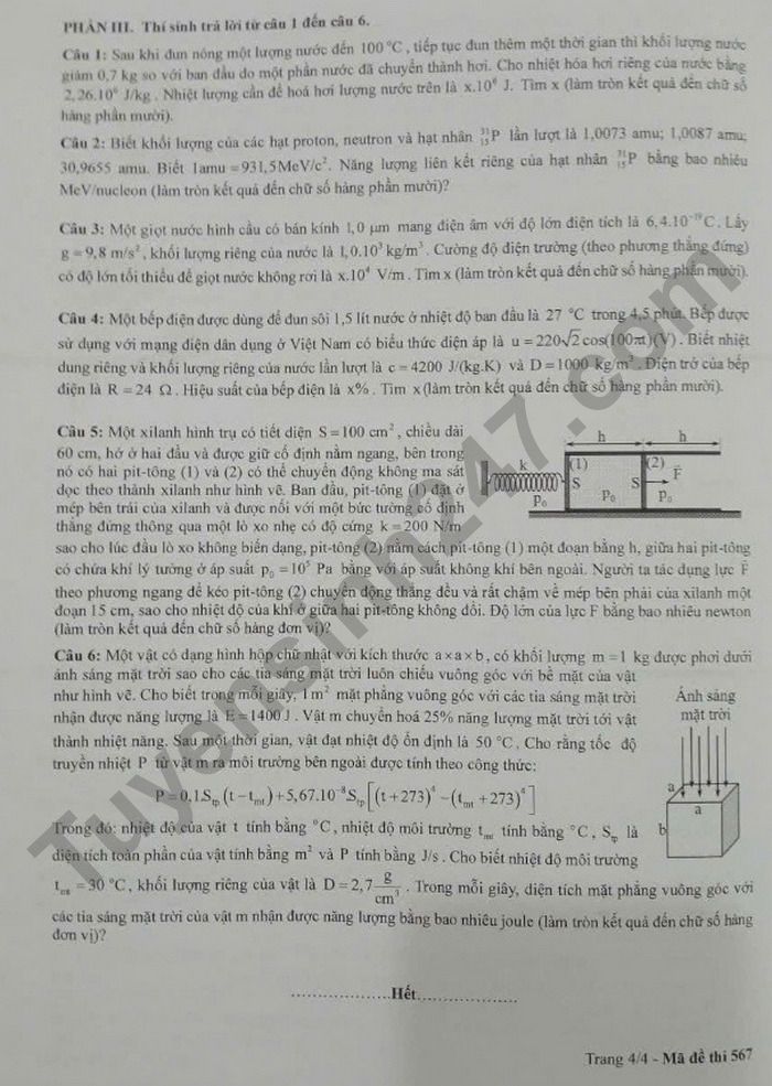De thi thu tot nghiep THPT 2025 mon Vat li (Truong THCS - THPT Nguyen Khuyen va Truong TH - THCS - THPT Le Thanh Tong). Anh: Tuyensinh247