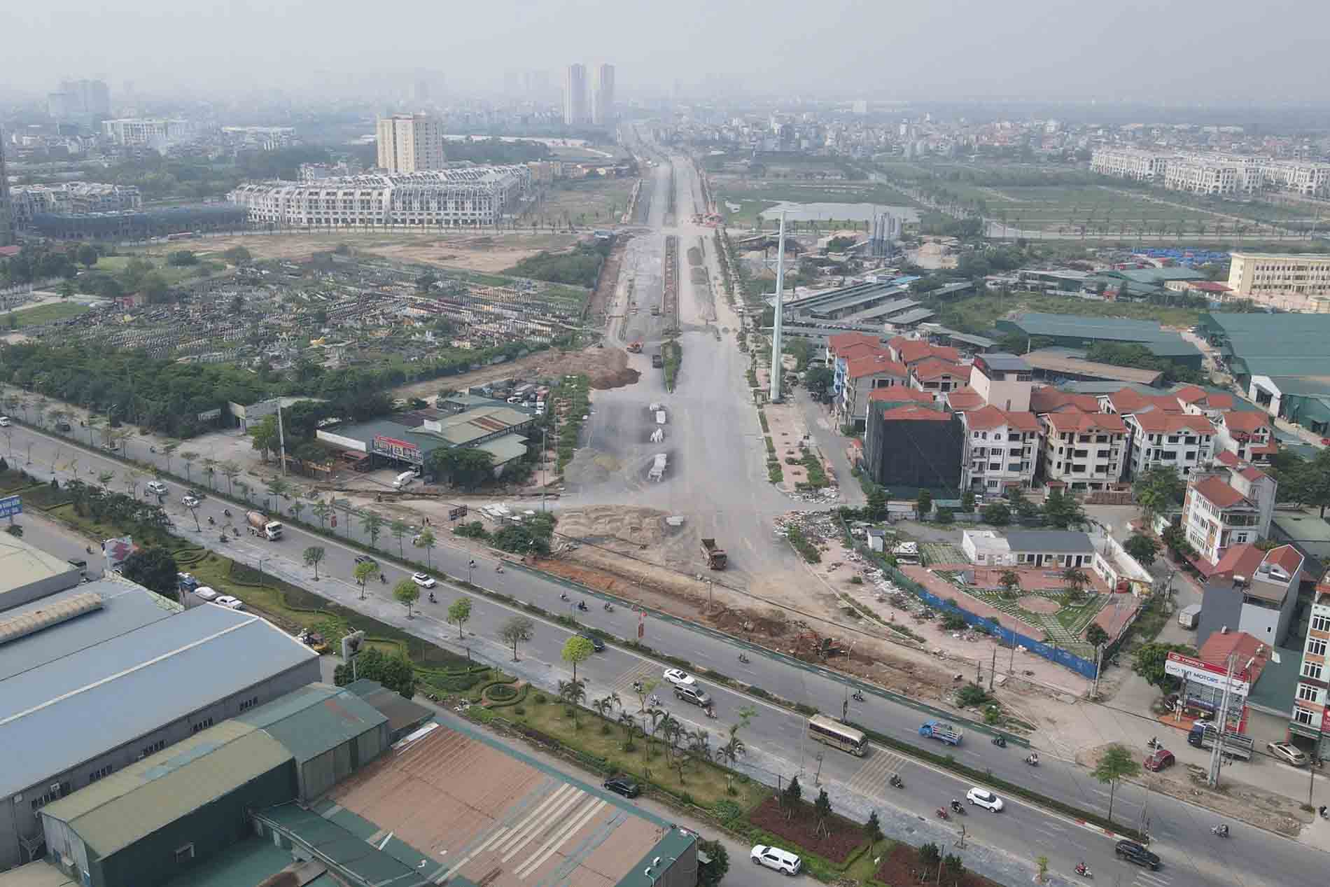 Nút giao dự án đường Vành đai 3,5 với Quốc lộ 32 (Hoài Đức, Hà Nội). Ảnh: Hữu Chánh 
