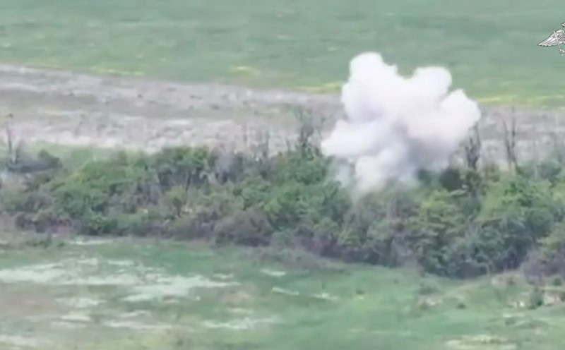 Russian UAVs attack and detonate the Ukrainian base. Photo: Cut from video of the Russian Ministry of Defense