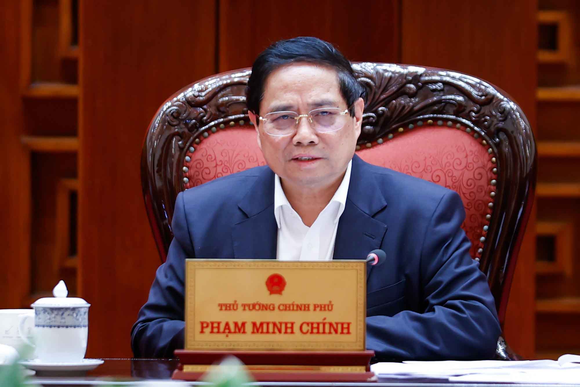 Politburo member and Prime Minister Pham Minh Chinh requested efforts to end Vietnam - US trade negotiations as soon as possible. Photo: VGP/Nhat Bac.