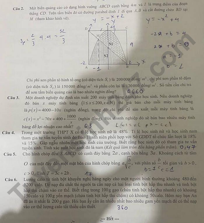 Đề thi thử tốt nghiệp THPT 2025 môn Toán - Sở GDĐT Lâm Đồng. Ảnh: Tuyensinh247 