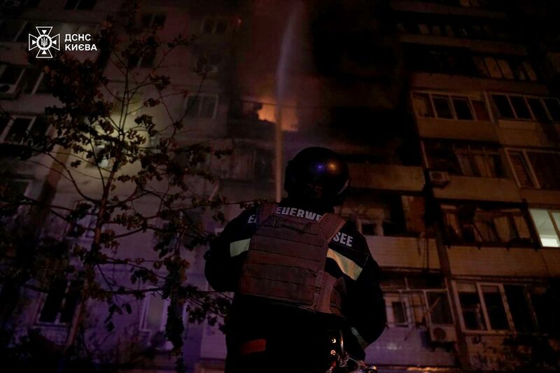 La capital Kiev de Ucrania despues del ataque de los UAV. Foto: AFP