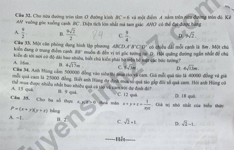 De thi vao lop 10 mon Toan 2025 - THPT Chuyen Khoa hoc xa hoi va nhan van Ha Noi. Anh: Tuyensinh247
