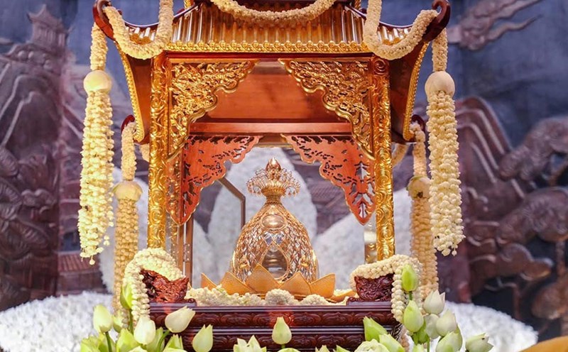 Close-up of the Buddha's protection at the abbot of Phuc Son Pagoda in Bac Giang. Photo: Phuc Son Pagoda