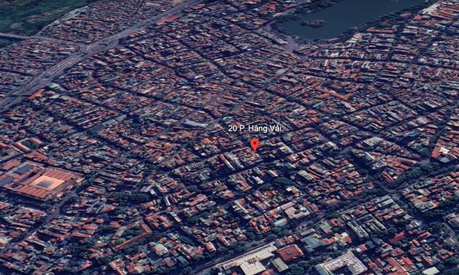 Ha Noi thu hoi 34,8m2 dat tai so 20 Hang Vai, quan Hoan Kiem. Anh: Google Earth 