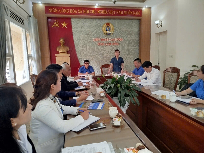 Ms. Tran Thi Thanh Ha - Member of the Presidium, Head of the Department of Policy, Law and Labor Relations of the Vietnam General Confederation of Labor is the head of the monitoring delegation. Photo: The Hung