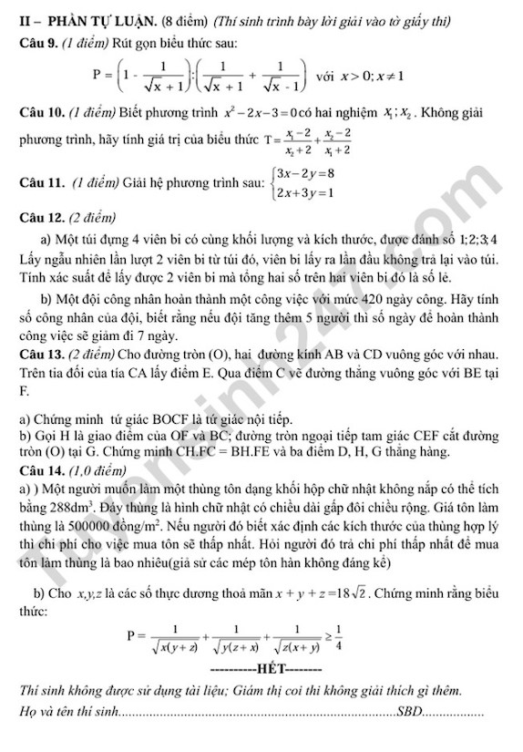De thi thu vao lop 10 nam 2025 mon Toan - Phong GDDT Ky Anh (Ha Tinh). Anh: Tuyensinh247