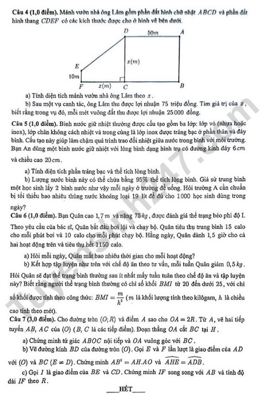 De thi thu vao lop 10 nam 2025 mon Toan - Truong Trung hoc Thuc hanh Sai Gon. Anh: Tuyensinh247