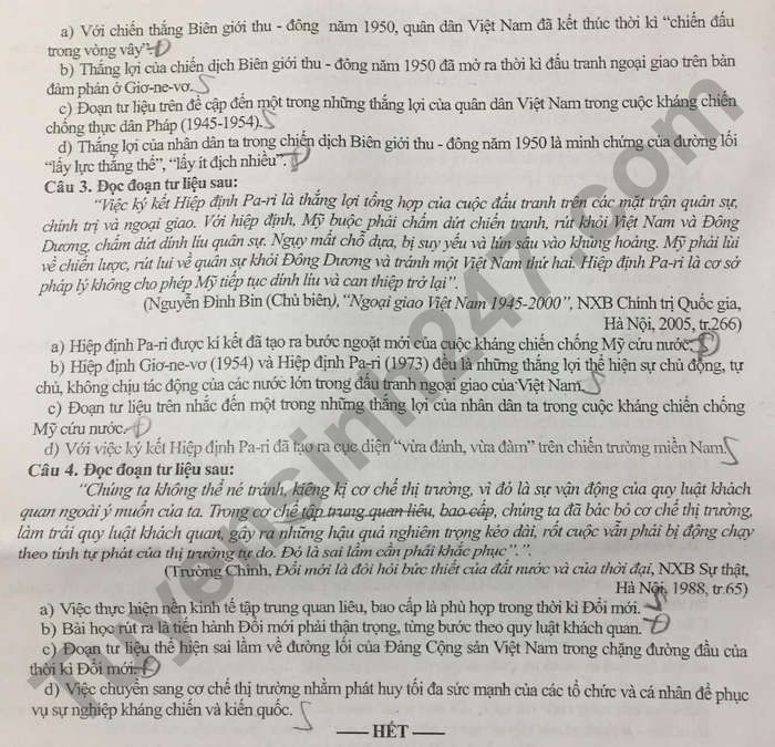 De thi thu tot nghiep THPT mon Su 2025 - So GDDT Bac Giang (lan 2). Anh: Tuyensinh247