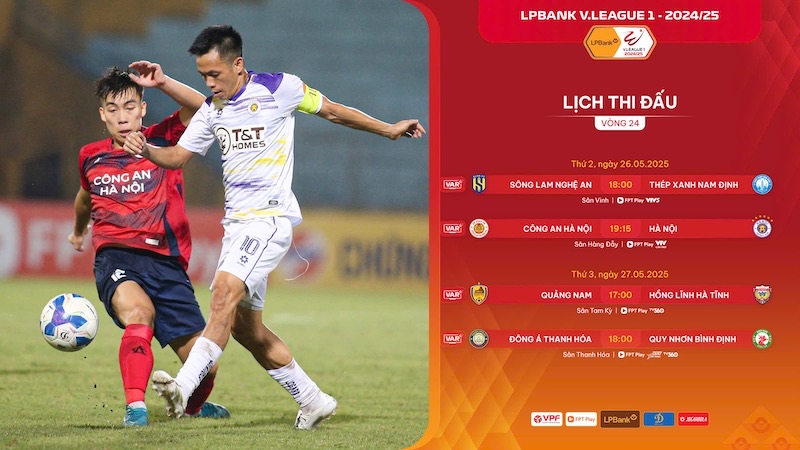 El horario de la ronda de 24 -V.League con un partido notable entre la policia de Hanoi y el Hanoi FC. Foto: VPF