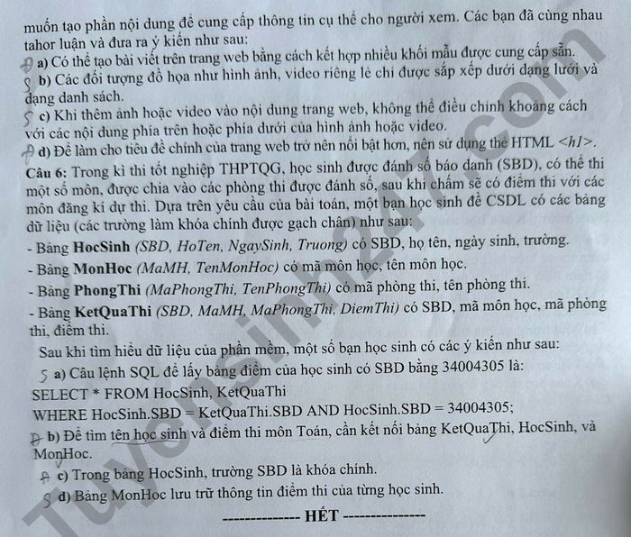 De thi thu mon Tin tot nghiep THPT 2025 - So GDDT Quang Nam. Anh: Tuyensinh247