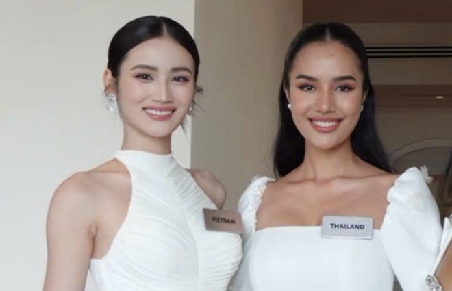 Beauty Huynh Tran Y Nhi and Thai beauty at Miss World 2025. Photo: Sen Vang