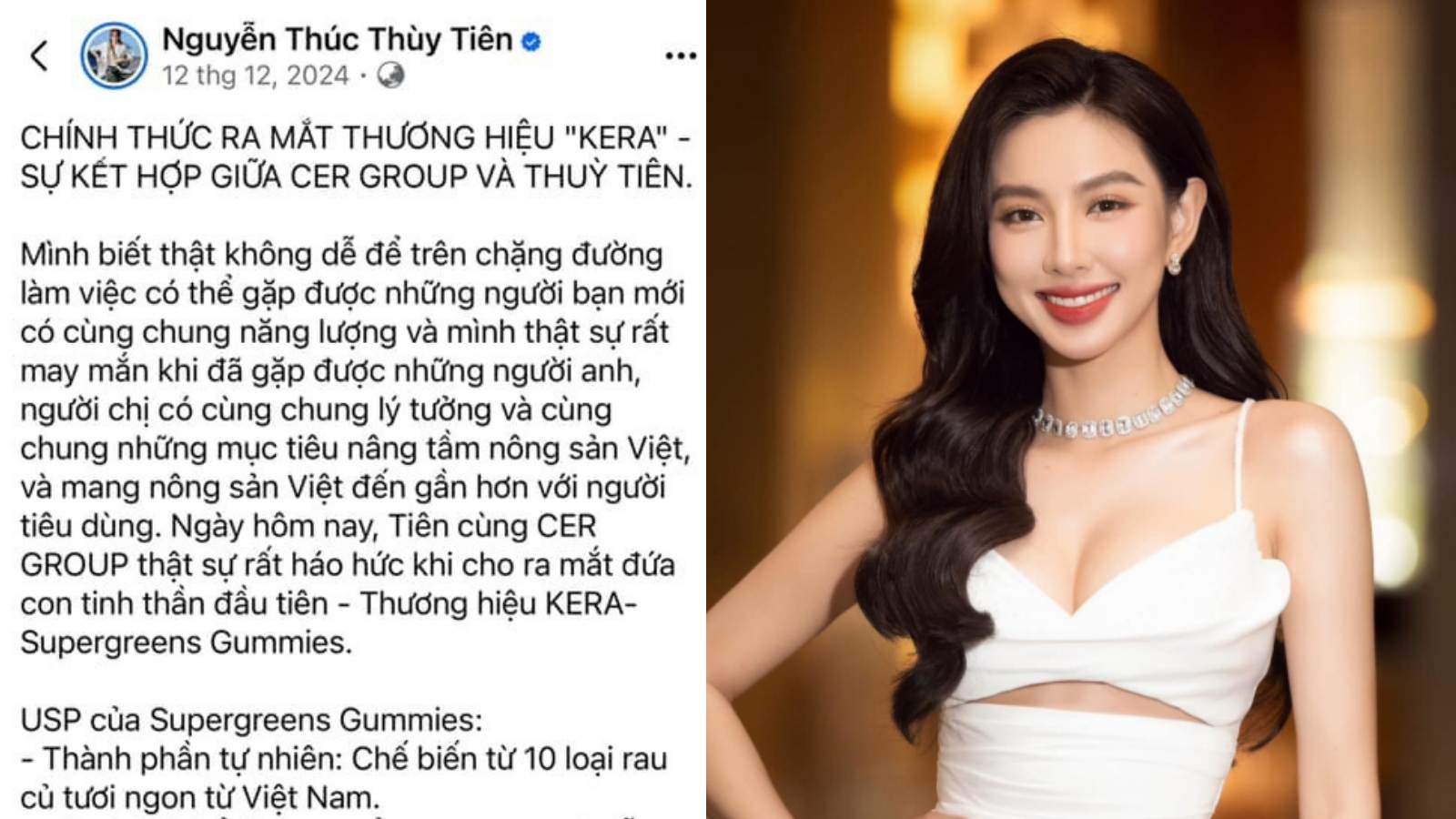Miss Thuy Tien earns billions of dong from advertising and selling Kera vegetable candy. Photo: Thuy Tien/ Sen Vang Facebook
