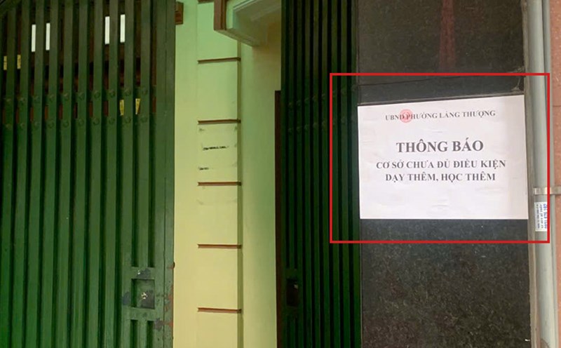 An additional training center in Dong Da district was required to temporarily suspend operations. Photo: Hanoi Department of Education and Training